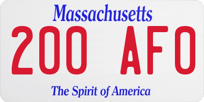 MA license plate 200AF0
