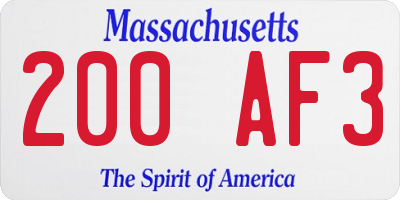 MA license plate 200AF3