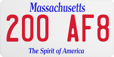 MA license plate 200AF8