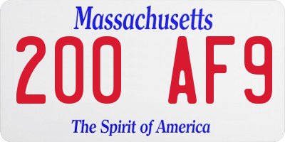 MA license plate 200AF9