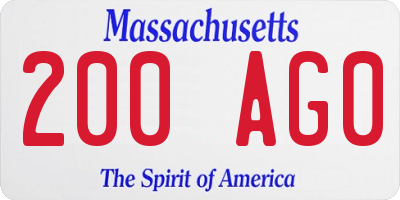 MA license plate 200AG0