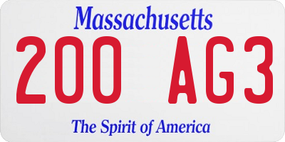 MA license plate 200AG3