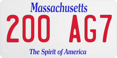 MA license plate 200AG7