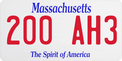 MA license plate 200AH3