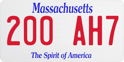 MA license plate 200AH7