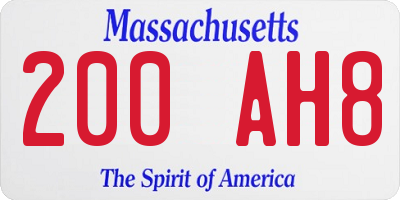 MA license plate 200AH8