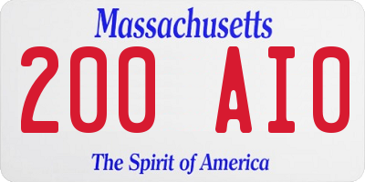 MA license plate 200AI0