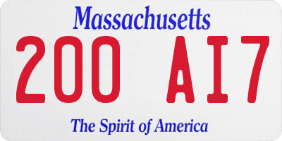 MA license plate 200AI7
