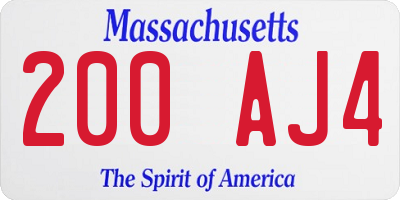 MA license plate 200AJ4
