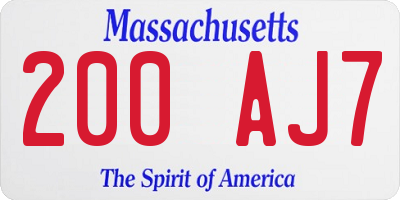 MA license plate 200AJ7