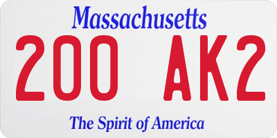 MA license plate 200AK2