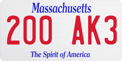 MA license plate 200AK3