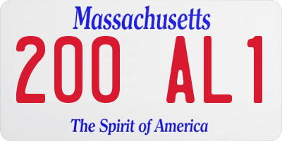 MA license plate 200AL1