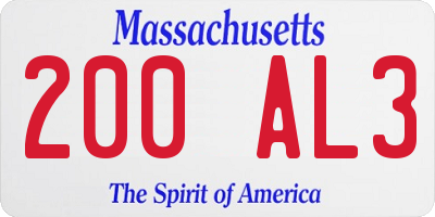 MA license plate 200AL3