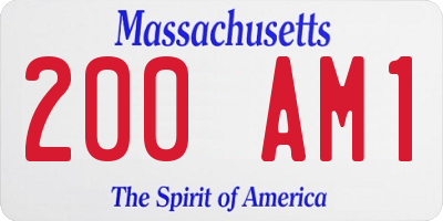 MA license plate 200AM1