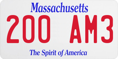 MA license plate 200AM3
