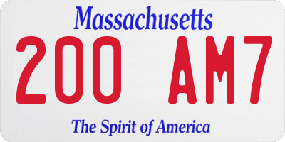 MA license plate 200AM7