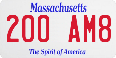 MA license plate 200AM8
