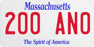 MA license plate 200AN0