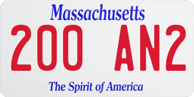 MA license plate 200AN2