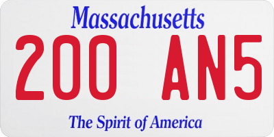 MA license plate 200AN5