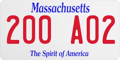 MA license plate 200AO2