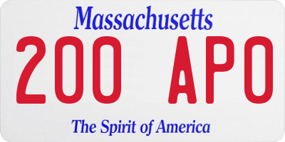 MA license plate 200AP0