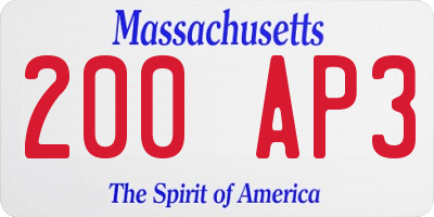 MA license plate 200AP3