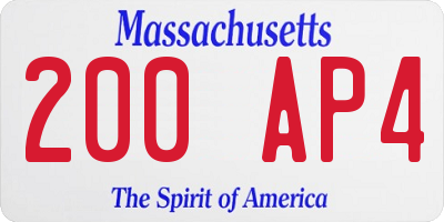 MA license plate 200AP4