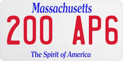 MA license plate 200AP6