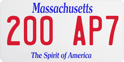 MA license plate 200AP7