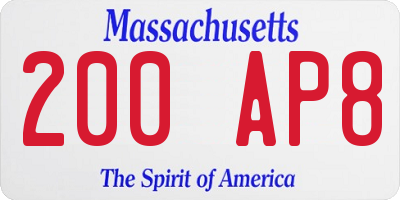 MA license plate 200AP8