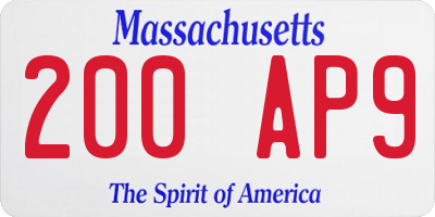 MA license plate 200AP9