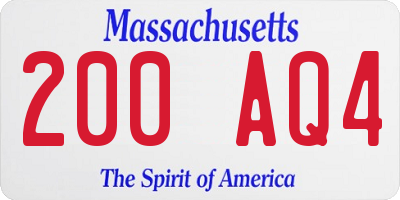 MA license plate 200AQ4