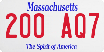 MA license plate 200AQ7