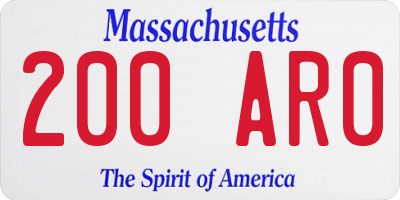 MA license plate 200AR0