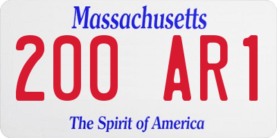 MA license plate 200AR1