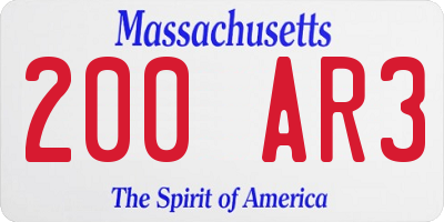 MA license plate 200AR3
