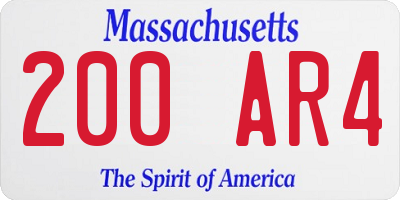 MA license plate 200AR4