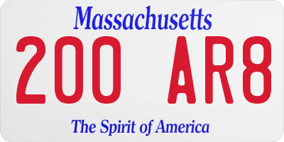 MA license plate 200AR8