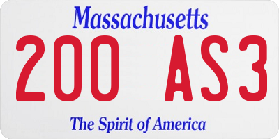 MA license plate 200AS3