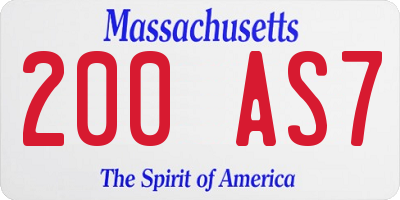 MA license plate 200AS7
