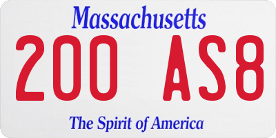 MA license plate 200AS8