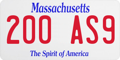 MA license plate 200AS9