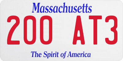 MA license plate 200AT3