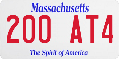 MA license plate 200AT4