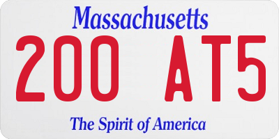 MA license plate 200AT5
