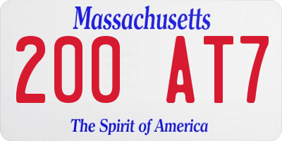 MA license plate 200AT7