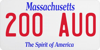 MA license plate 200AU0
