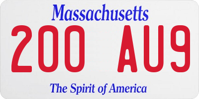 MA license plate 200AU9